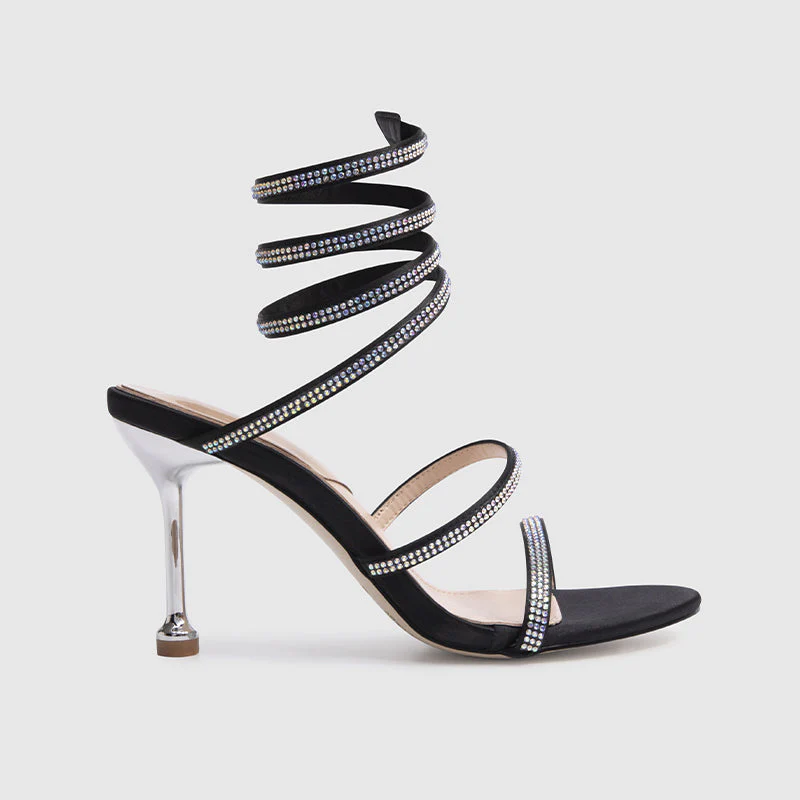 Evening Ankle Wrap High Heel Sandals - Image 2