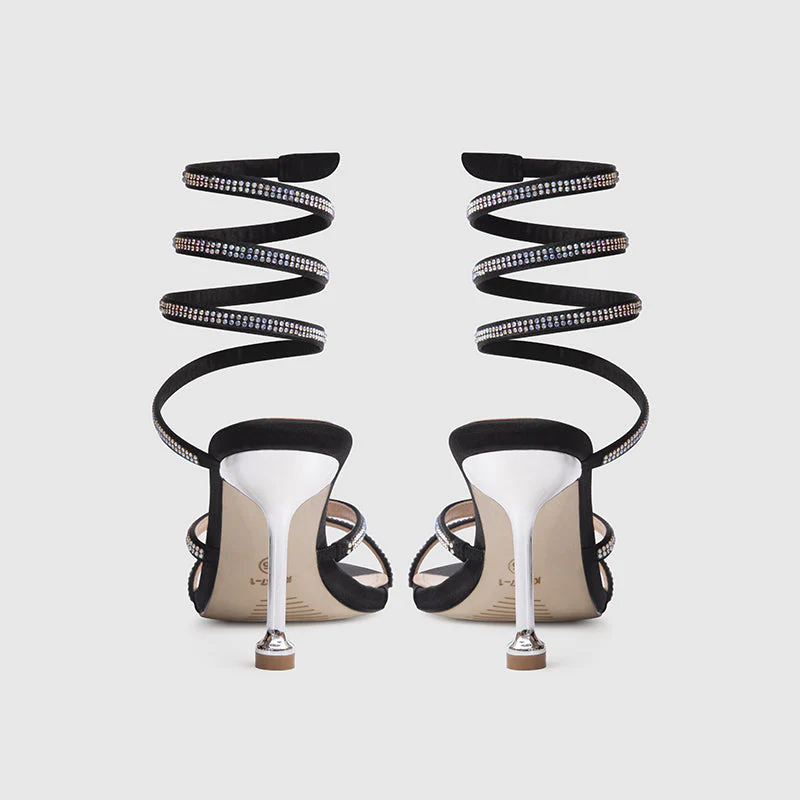 Evening Ankle Wrap High Heel Sandals - Image 4