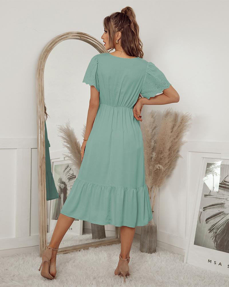 Eyelet Detail Tassel Tie Dress - Image 10