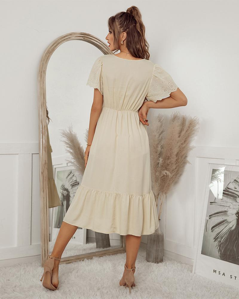 Eyelet Detail Tassel Tie Dress - Image 14