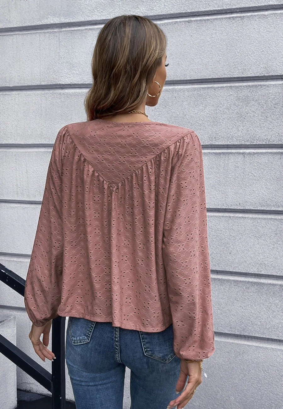 Eyelet Triangle Detail Blouse - Image 10