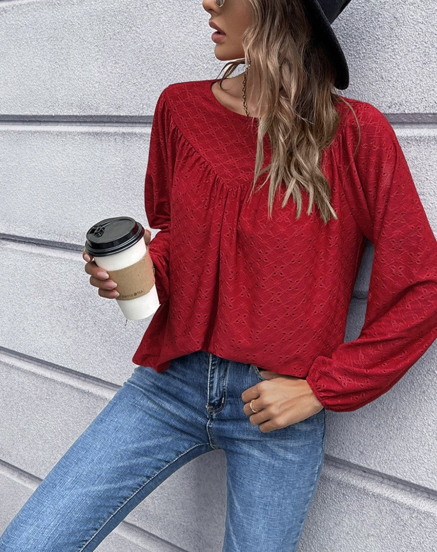 Eyelet Triangle Detail Blouse - Image 12