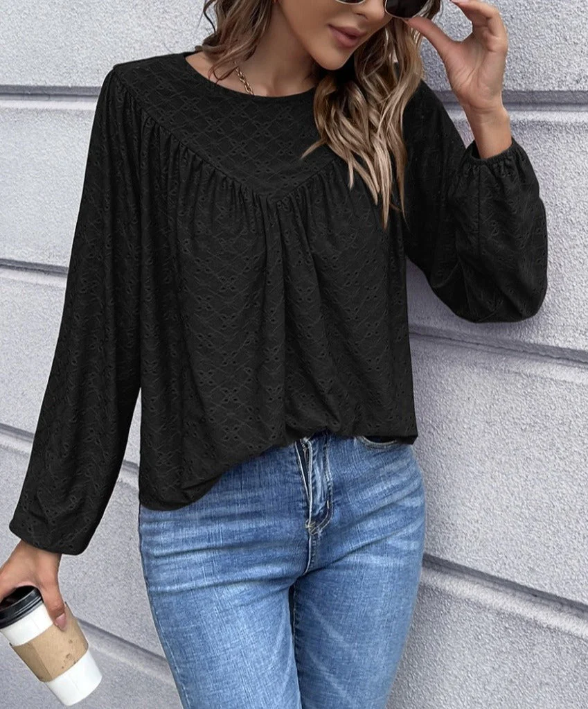 Eyelet Triangle Detail Blouse - Image 2