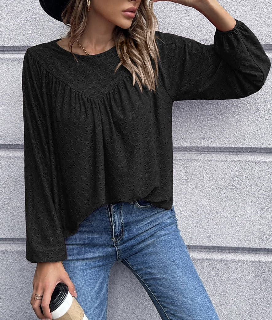 Eyelet Triangle Detail Blouse - Image 3