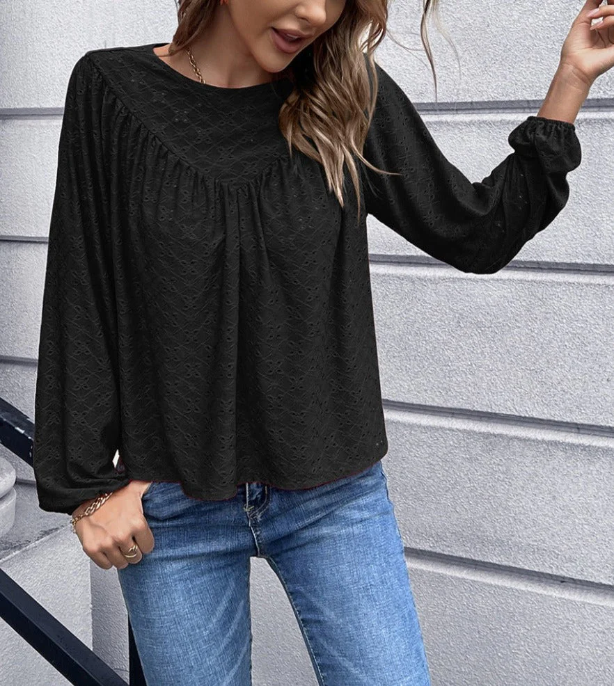 Eyelet Triangle Detail Blouse - Image 4