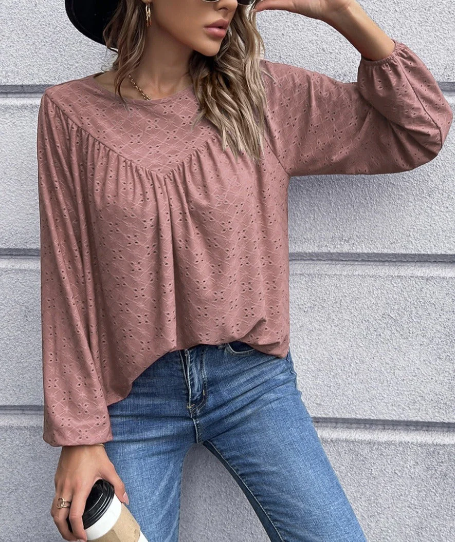 Eyelet Triangle Detail Blouse - Image 7
