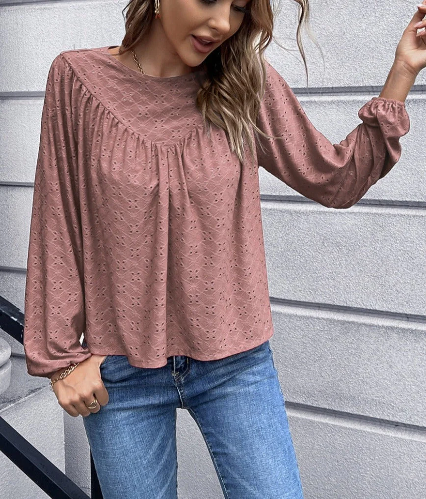 Eyelet Triangle Detail Blouse - Image 9