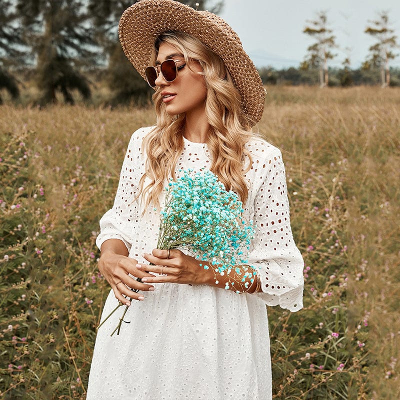 Eyelet Trumpet Sleeve Dress - Image 2