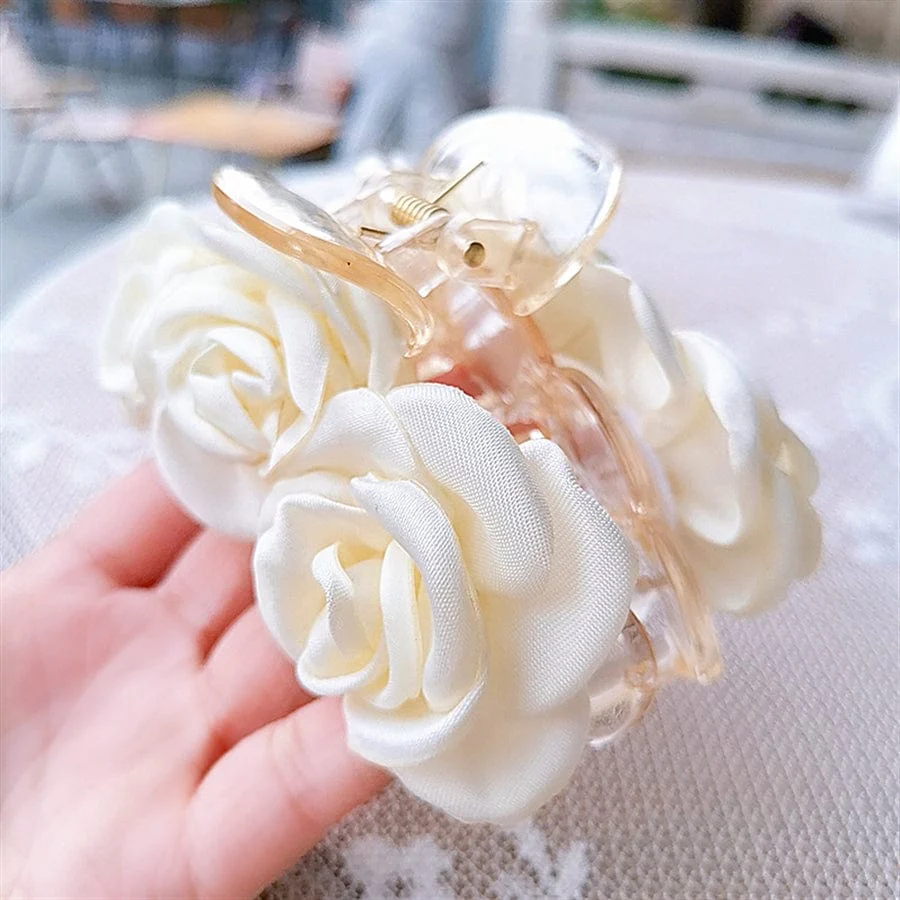 Fabric Rose Hair Claw - Image 4