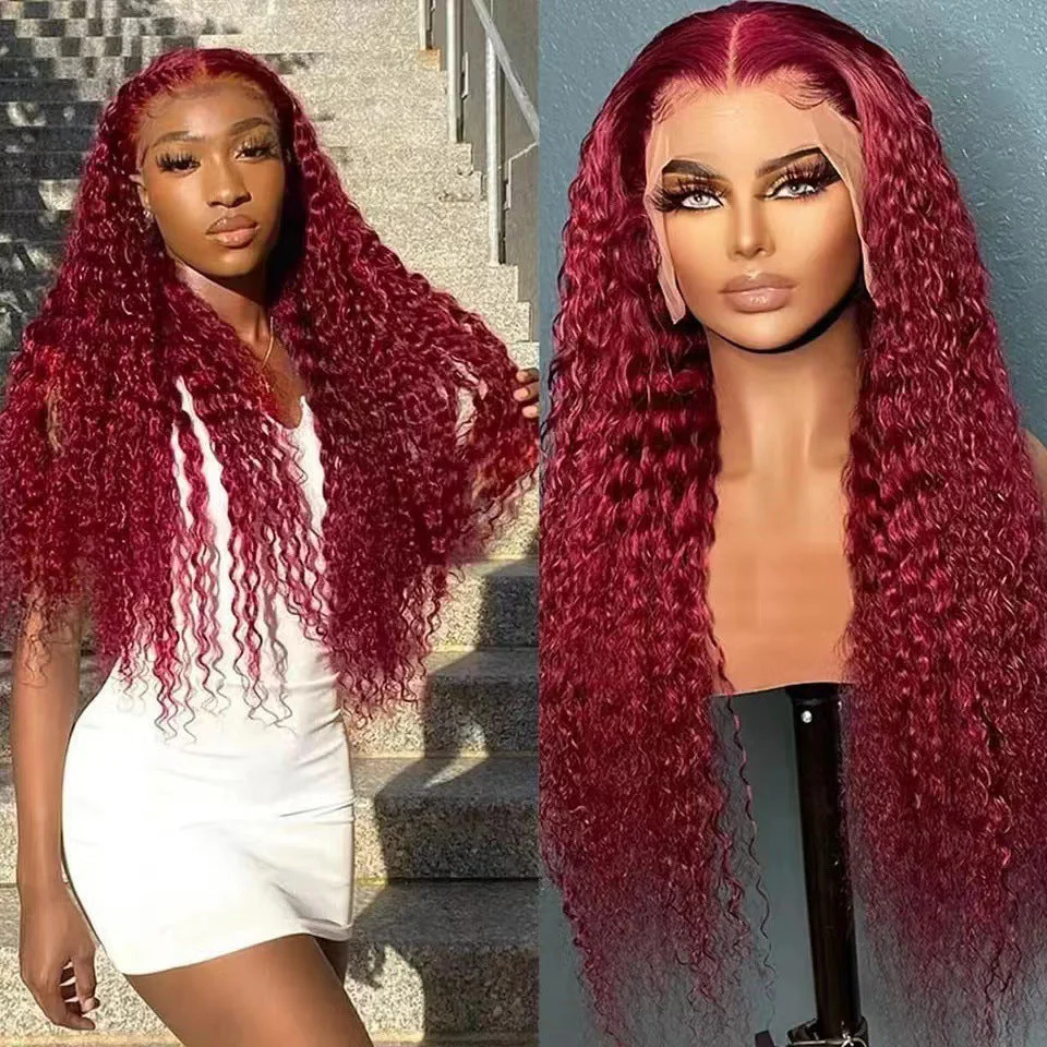 Fashionable Long Curly Hair Fluffy Corn Curler Front Lace Chemical Fiber Wig - Image 5