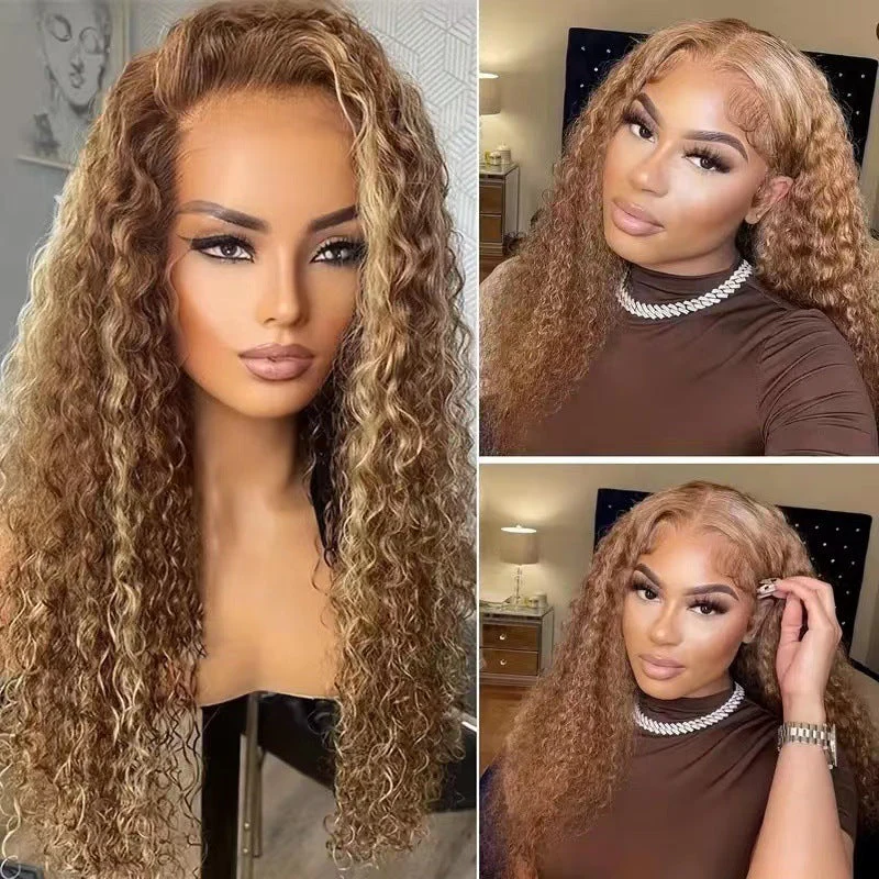 Fashionable Long Curly Hair Fluffy Corn Curler Front Lace Chemical Fiber Wig - Image 8
