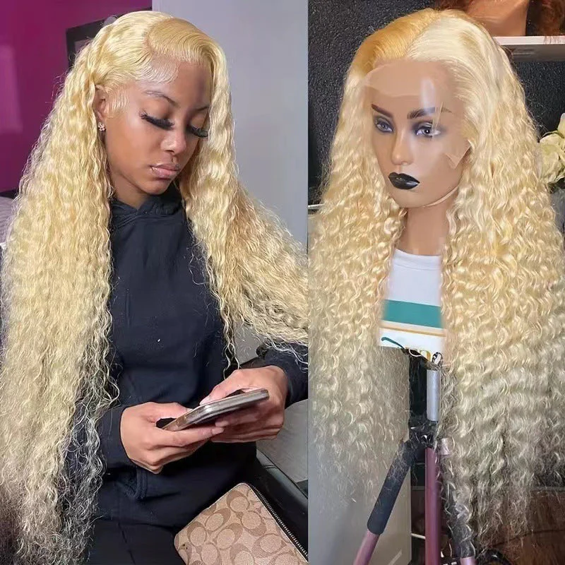 Fashionable Long Curly Hair Fluffy Corn Curler Front Lace Chemical Fiber Wig - Image 9