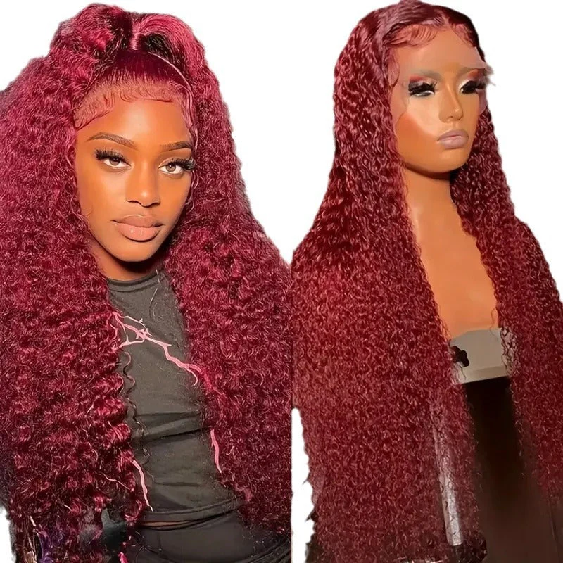 Fashionable Wine Red Curly Hair Wig - Image 4