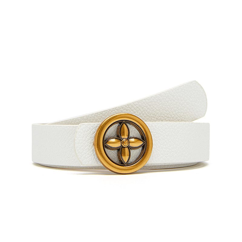Faux Leather Belt with Round Gold Star Buckle - Image 6