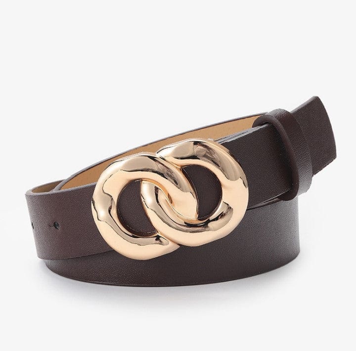 Faux Leather Belt with Stylish Round Gold Buckle - Image 4