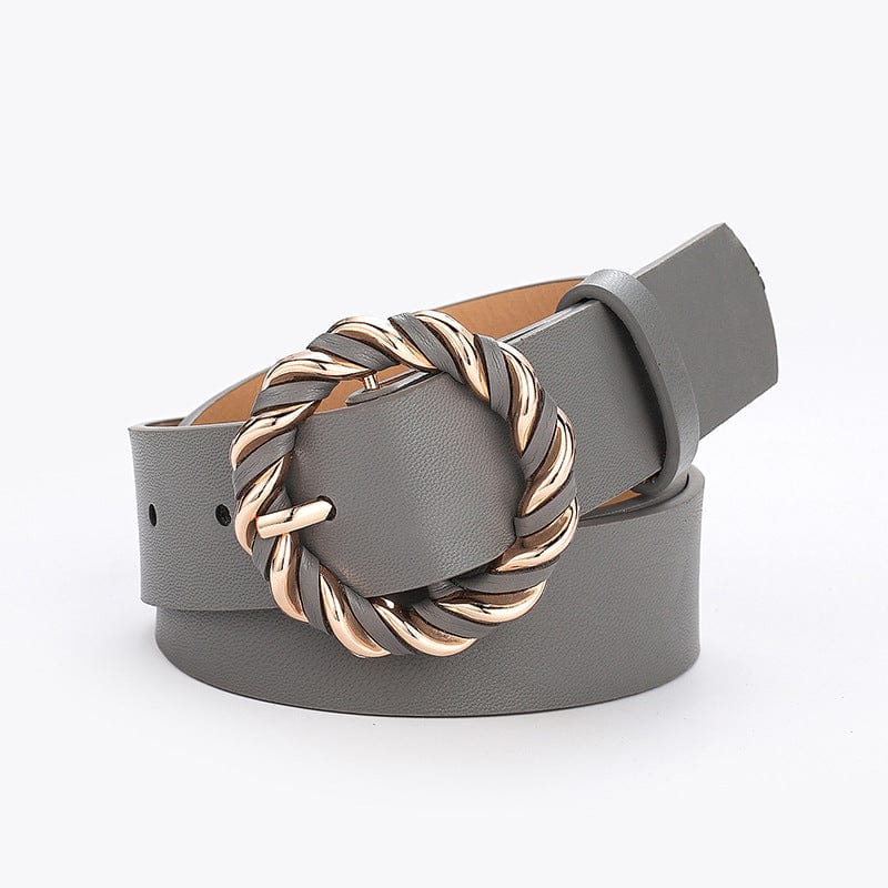 Faux Leather Belt with Twisted Wreath Buckle - Image 4