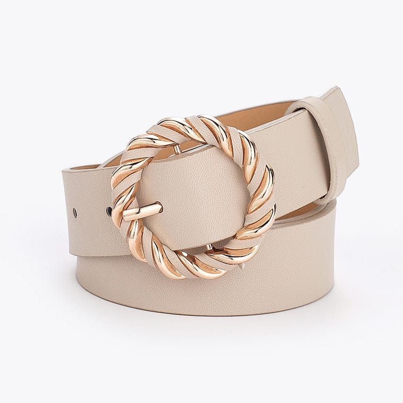 Faux Leather Belt with Twisted Wreath Buckle - Image 5