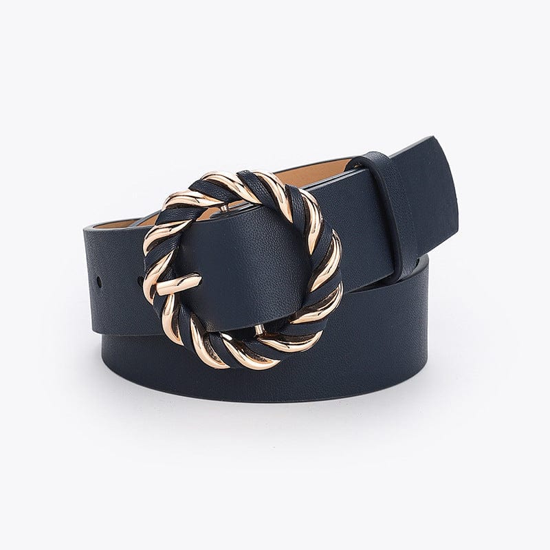 Faux Leather Belt with Twisted Wreath Buckle - Image 6