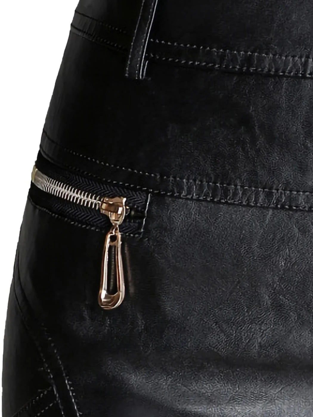Faux Leather Black Pencil Skirt - Image 5