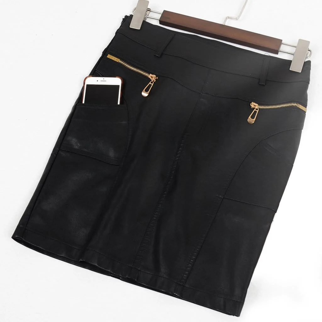 Faux Leather Black Pencil Skirt - Image 7