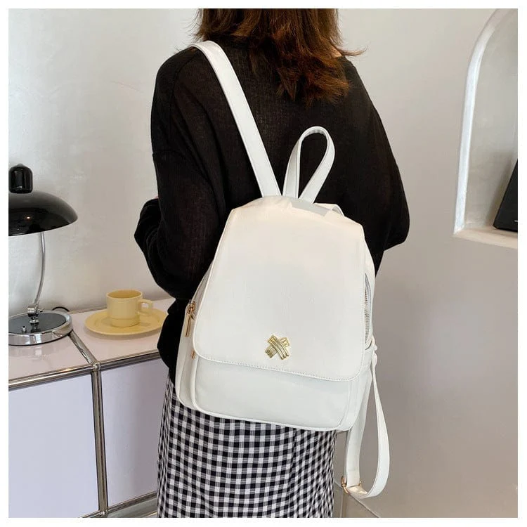 Faux Leather Flap Backpack - Image 11