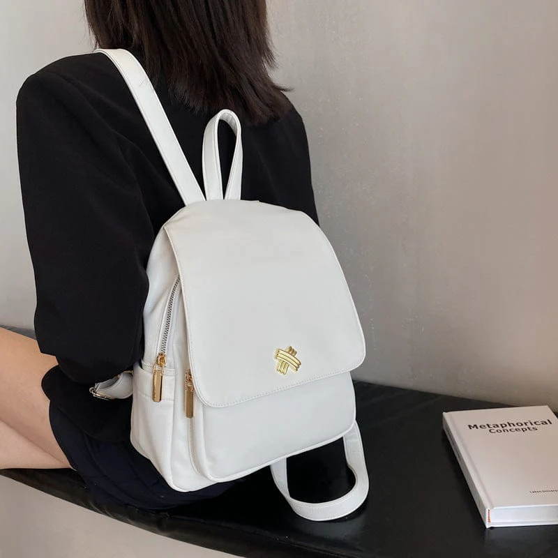 Faux Leather Flap Backpack - Image 9