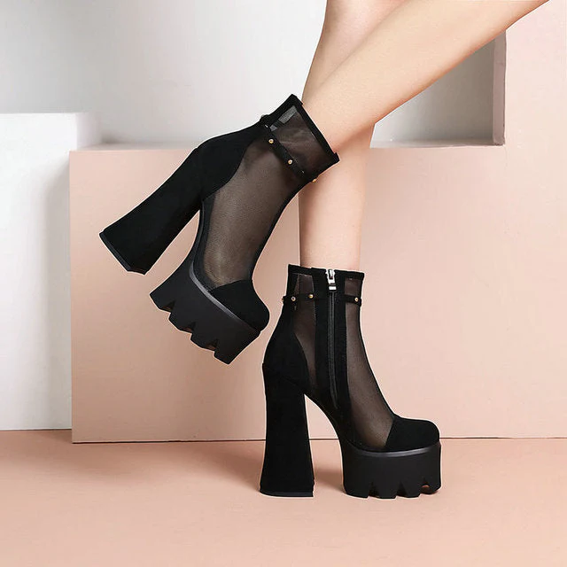 Faux Suede Platform Ankle Boots - Image 2
