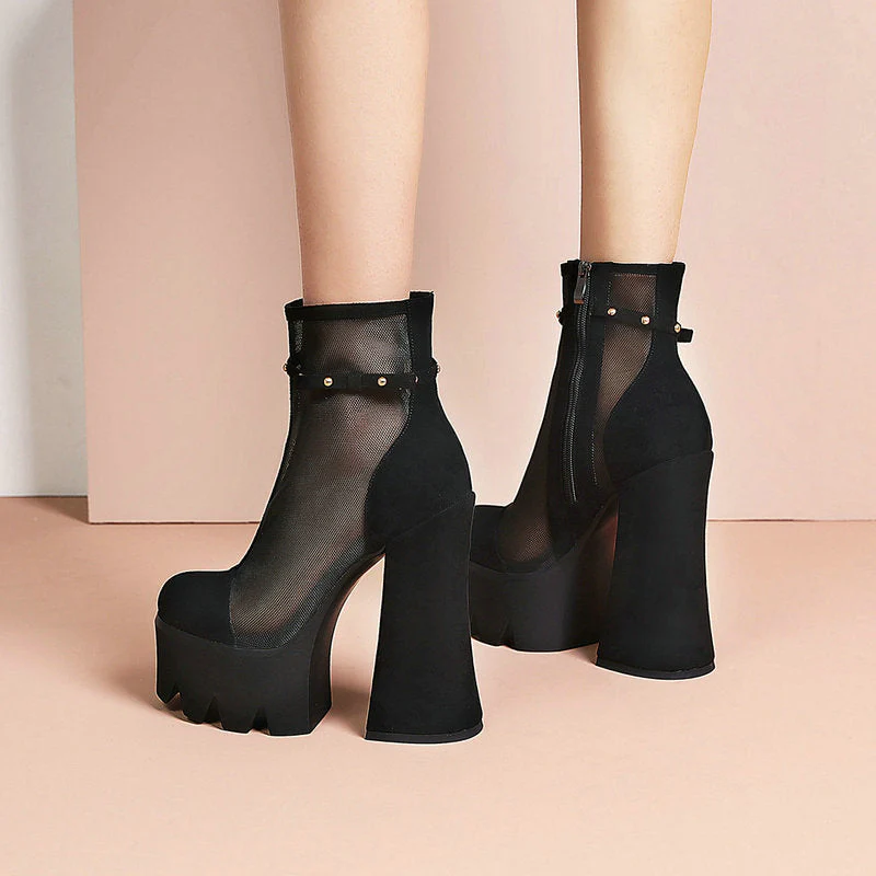 Faux Suede Platform Ankle Boots - Image 5