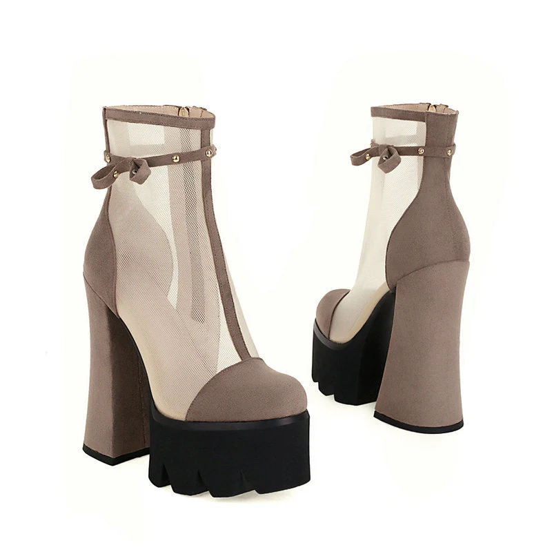 Faux Suede Platform Ankle Boots - Image 7