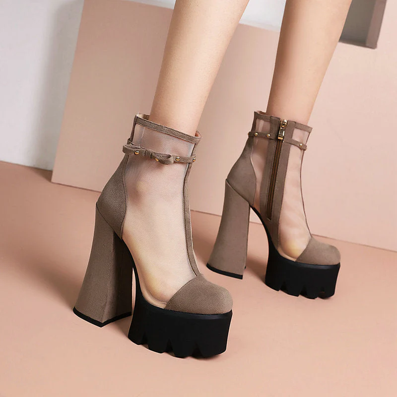 Faux Suede Platform Ankle Boots - Image 8