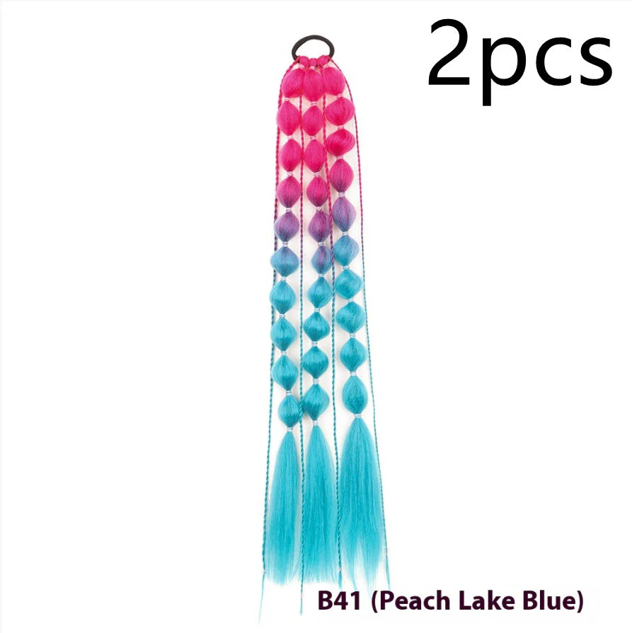Female Colorful Lantern Bubble Braid Ponytail Wig - Image 10