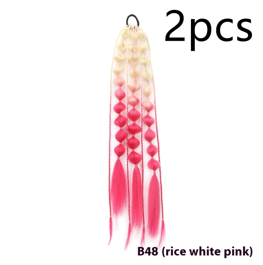 Female Colorful Lantern Bubble Braid Ponytail Wig - Image 11