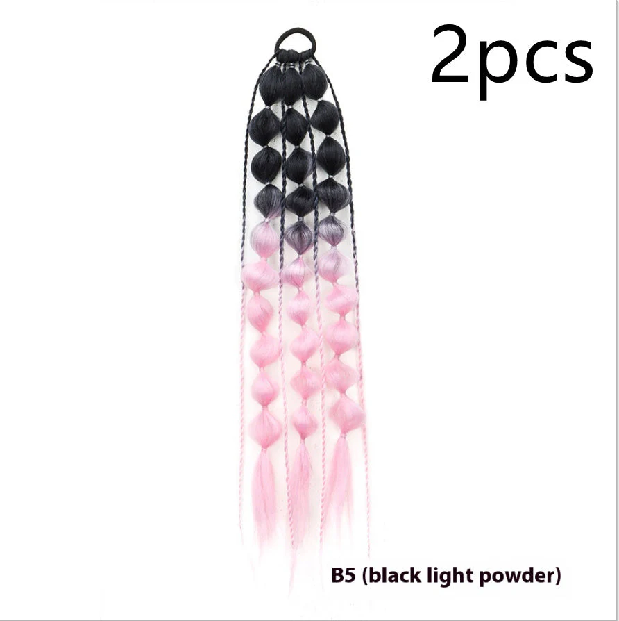 Female Colorful Lantern Bubble Braid Ponytail Wig - Image 12