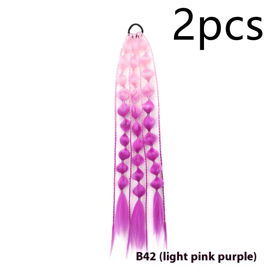 Female Colorful Lantern Bubble Braid Ponytail Wig - Image 13