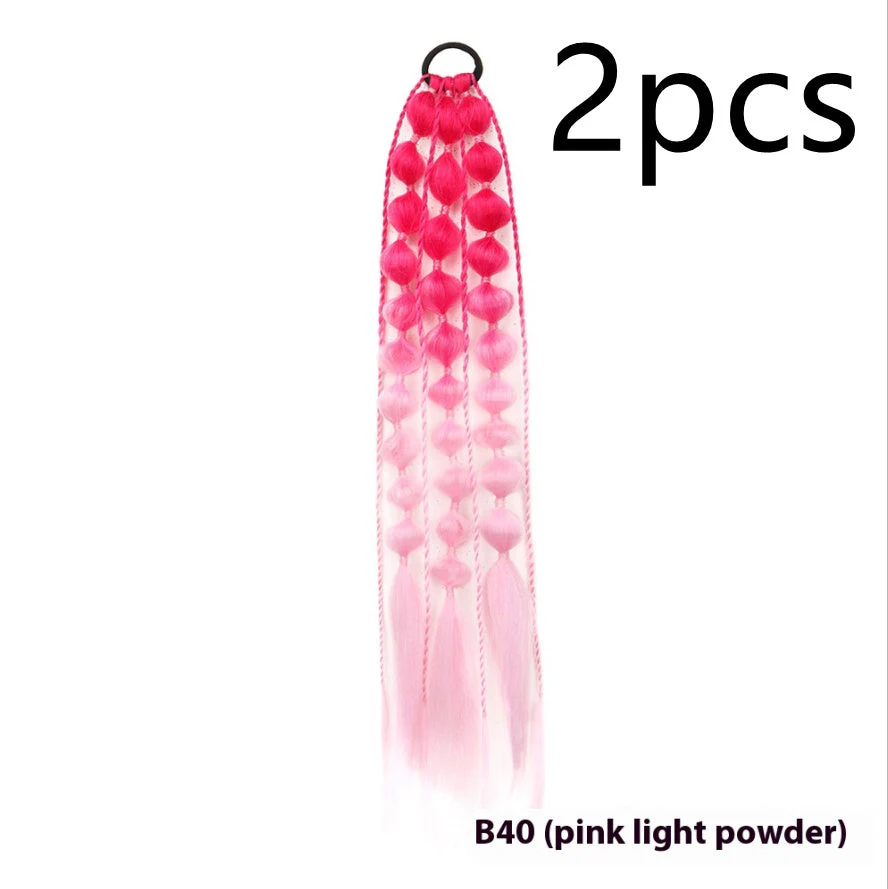 Female Colorful Lantern Bubble Braid Ponytail Wig - Image 14