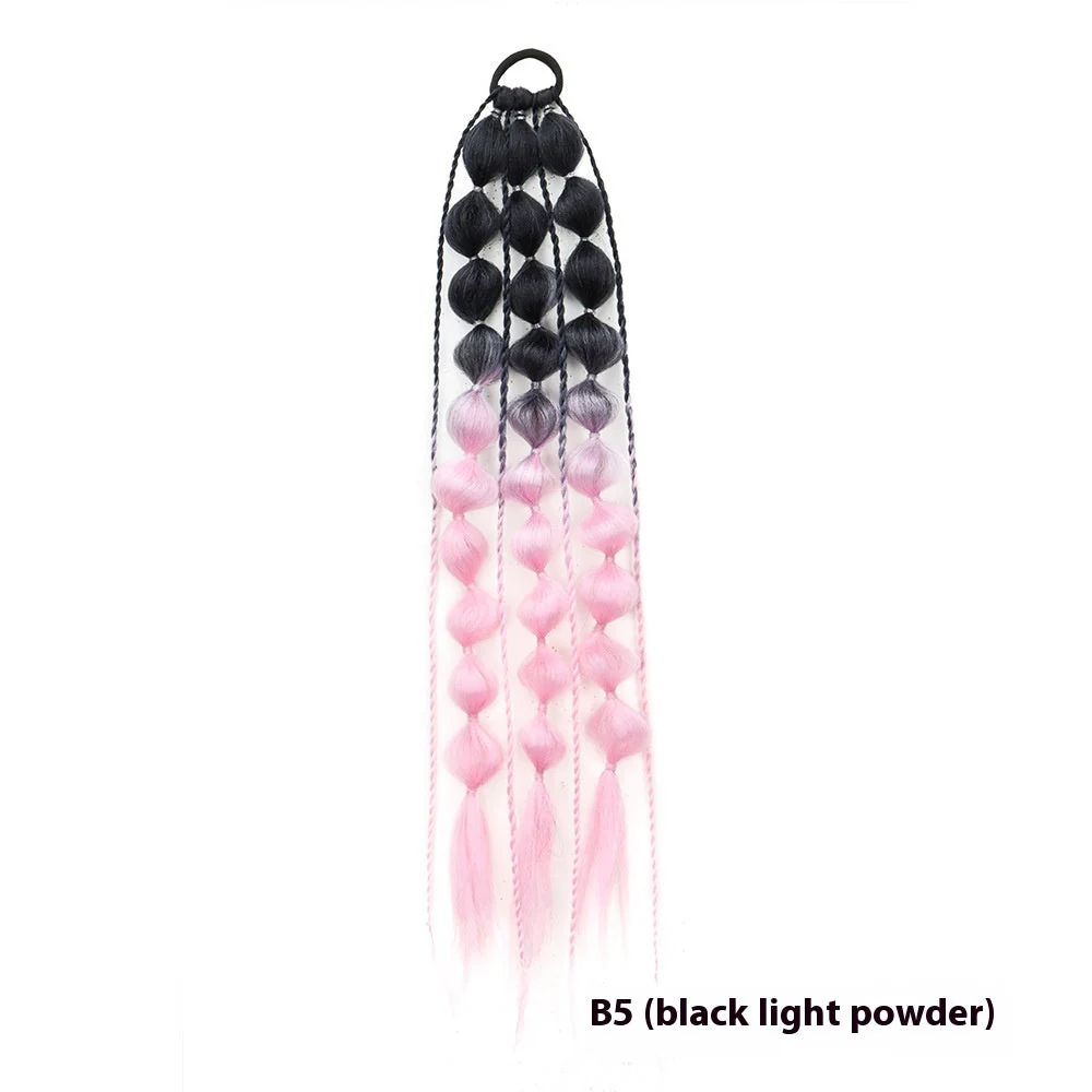 Female Colorful Lantern Bubble Braid Ponytail Wig - Image 3