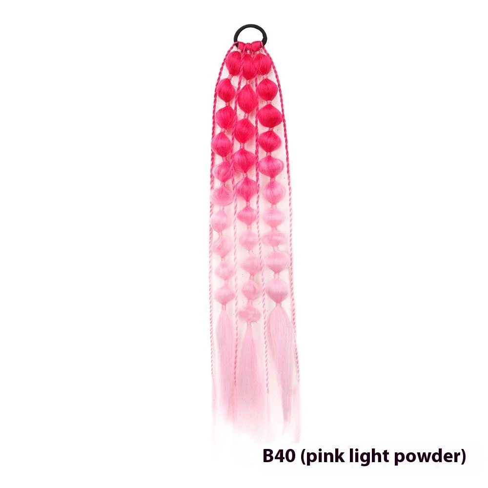 Female Colorful Lantern Bubble Braid Ponytail Wig - Image 4