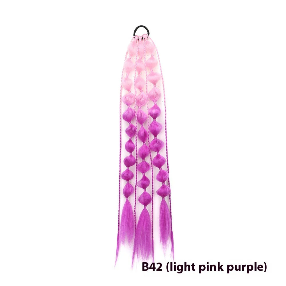 Female Colorful Lantern Bubble Braid Ponytail Wig - Image 6