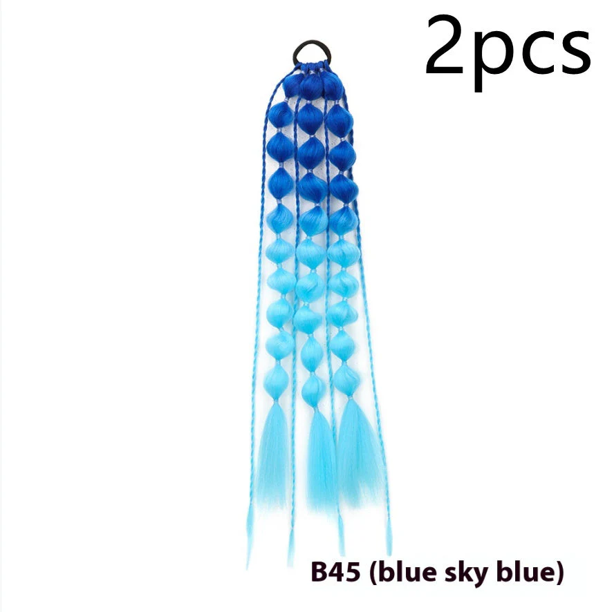 Female Colorful Lantern Bubble Braid Ponytail Wig - Image 9