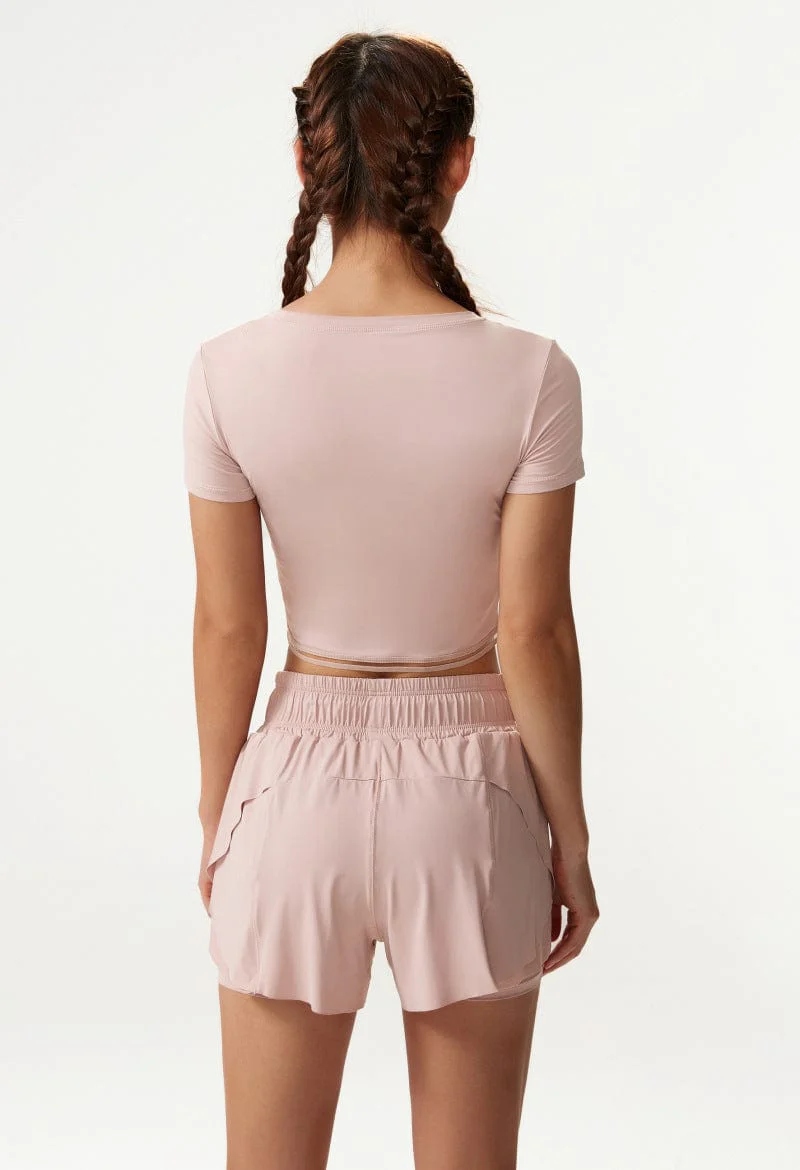 Fitted Cropped Mesh Trim Tee - Image 11