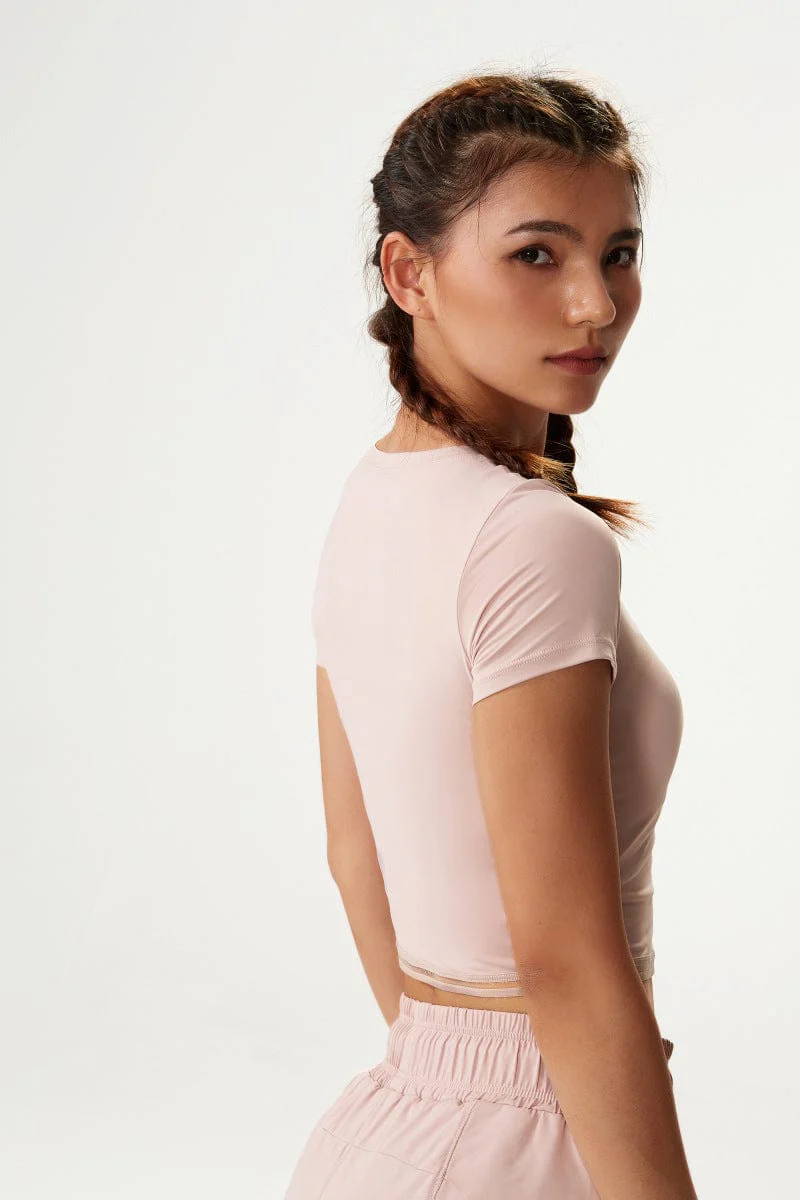 Fitted Cropped Mesh Trim Tee - Image 9