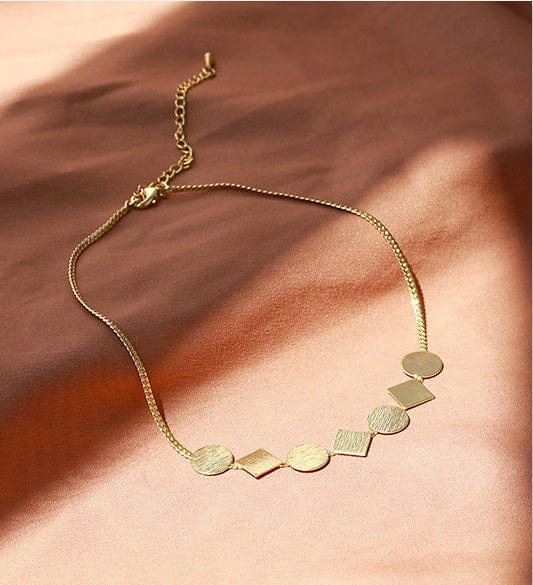 Flat Geometric Plates Gold Necklace - Image 3
