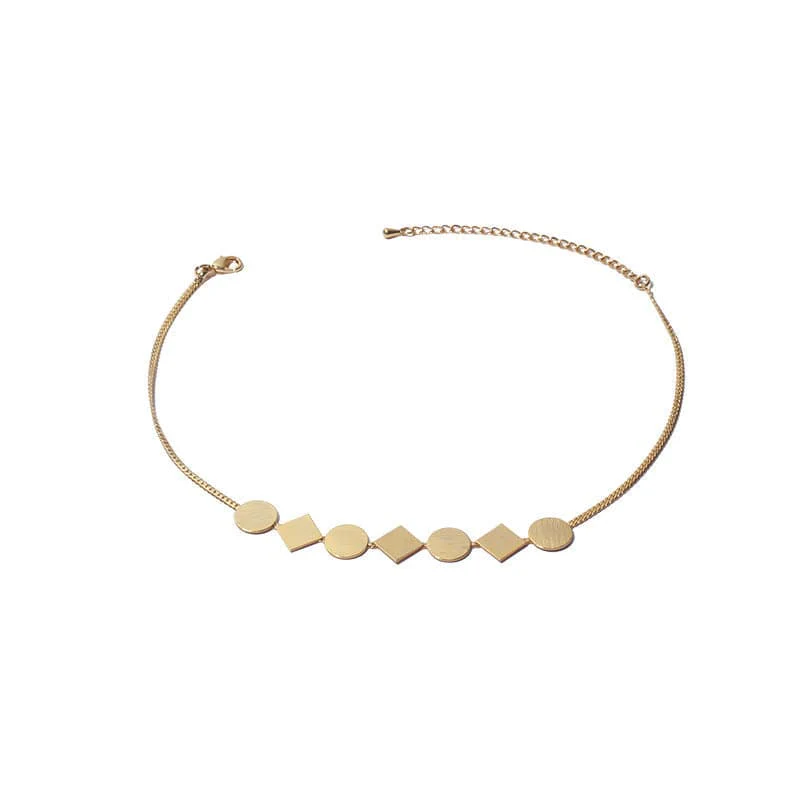 Flat Geometric Plates Gold Necklace - Image 4