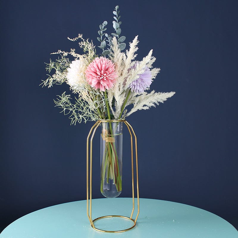 Flat Iron Flower Vase with Glass Test Tube Design - Image 6