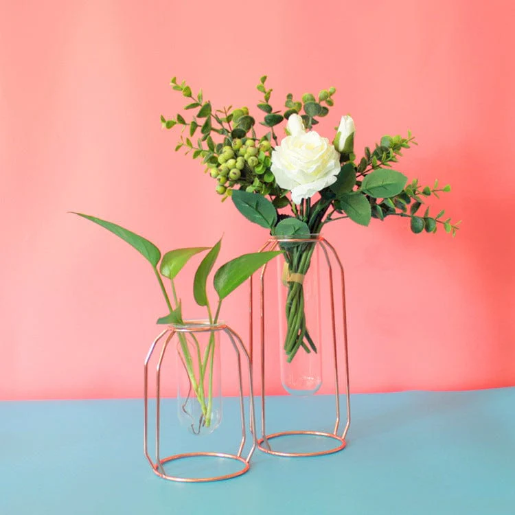 Flat Iron Flower Vase with Glass Test Tube Design - Image 7