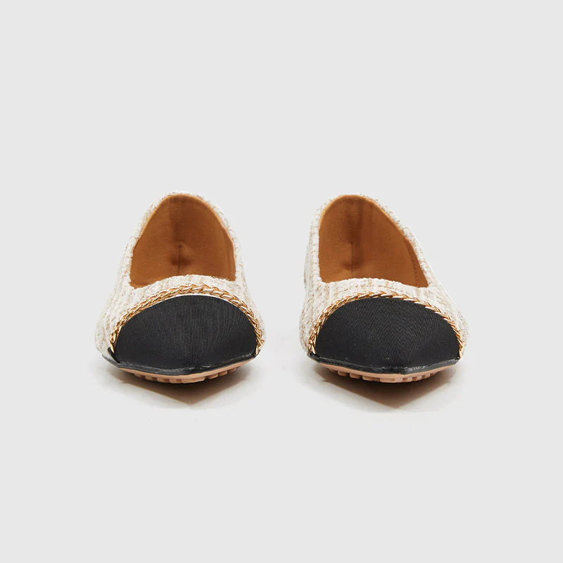 Pointy Toe Casual Flats Beige - Image 3