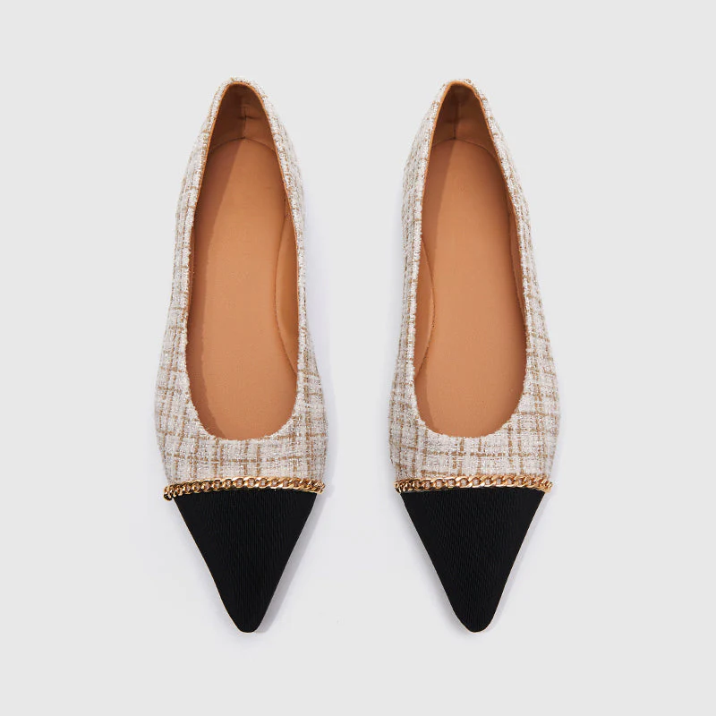 Pointy Toe Casual Flats Beige - Image 5
