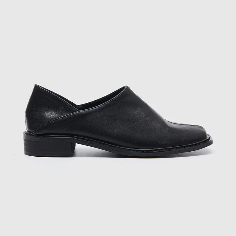 Square Toe Flats Loafers Black - Image 2