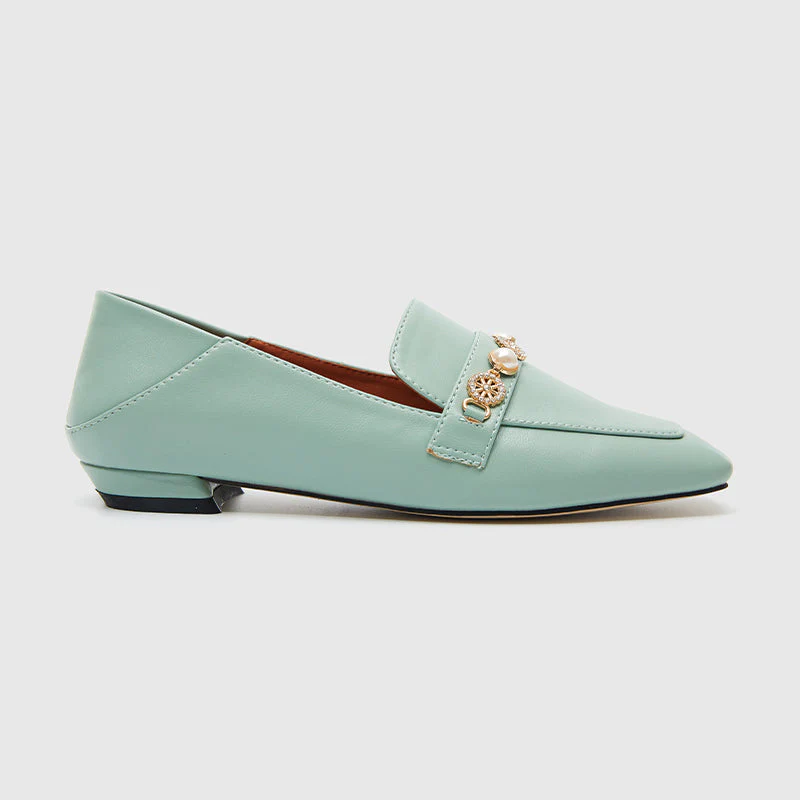 Square Toe Loafers Flats Blue - Image 2