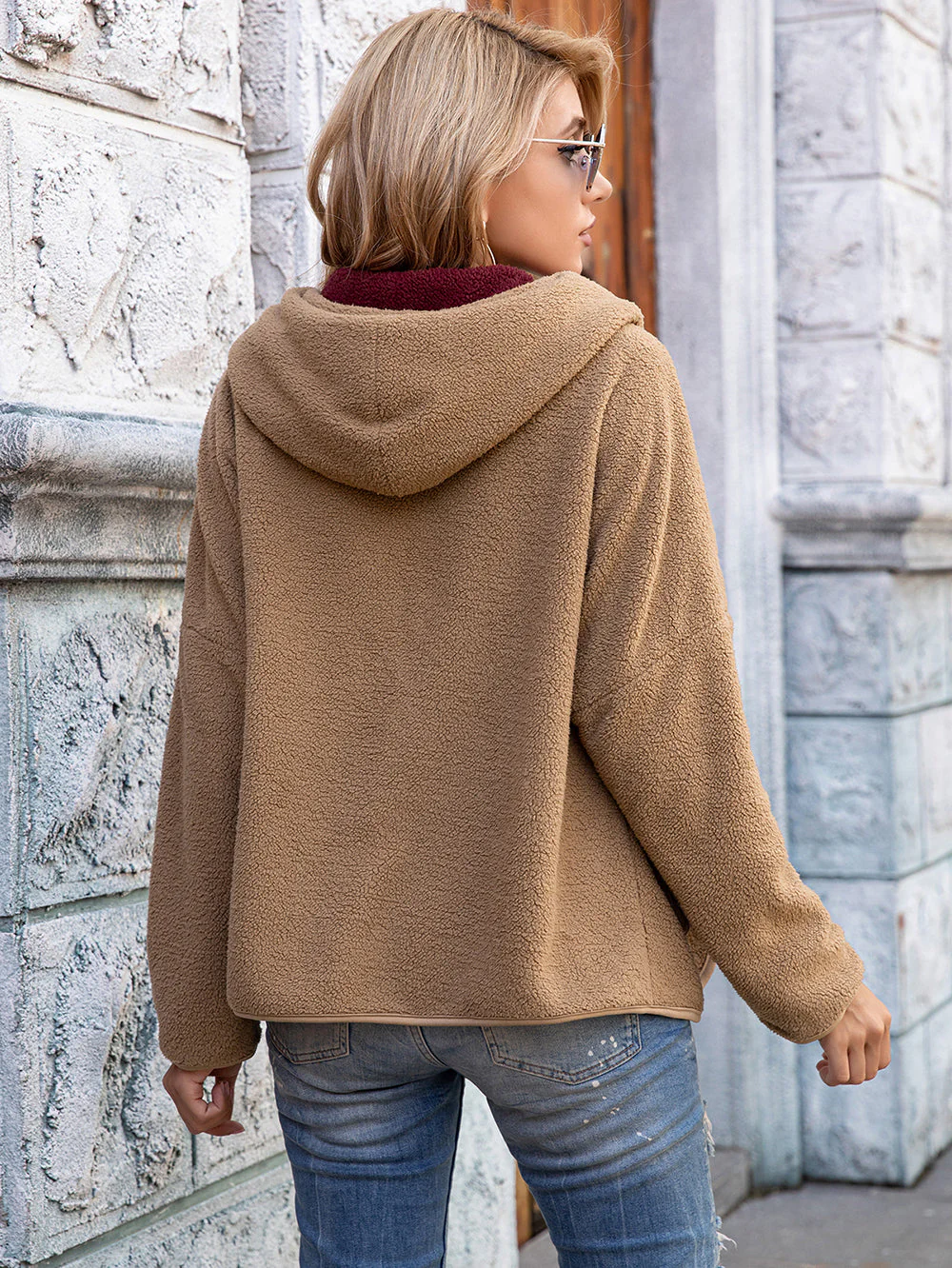 Fleece Open Front Pocket Hoodie - Image 17